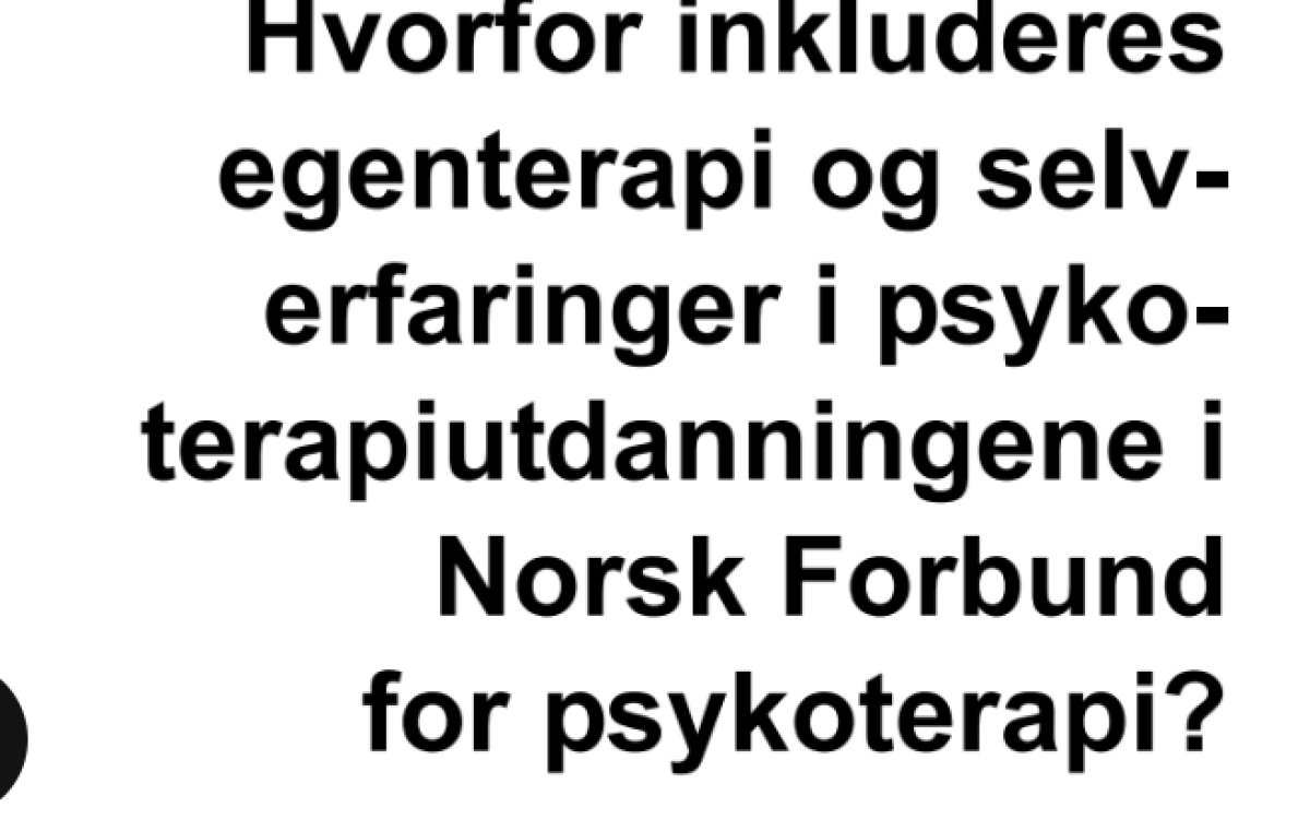 Egenterapiens plass i psykoterapiutdanning